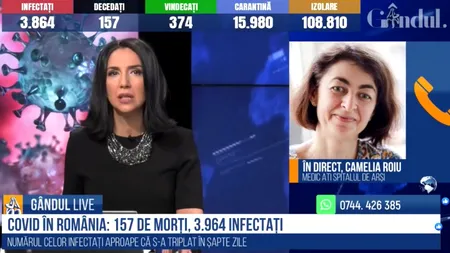 GÂNDUL LIVE. Camelia Roiu, medic ATI, în izolare: Mi se pare o greșeală colosală să nu securizezi mai întâi spitalele. / Sunt într-o nesiguranță totală