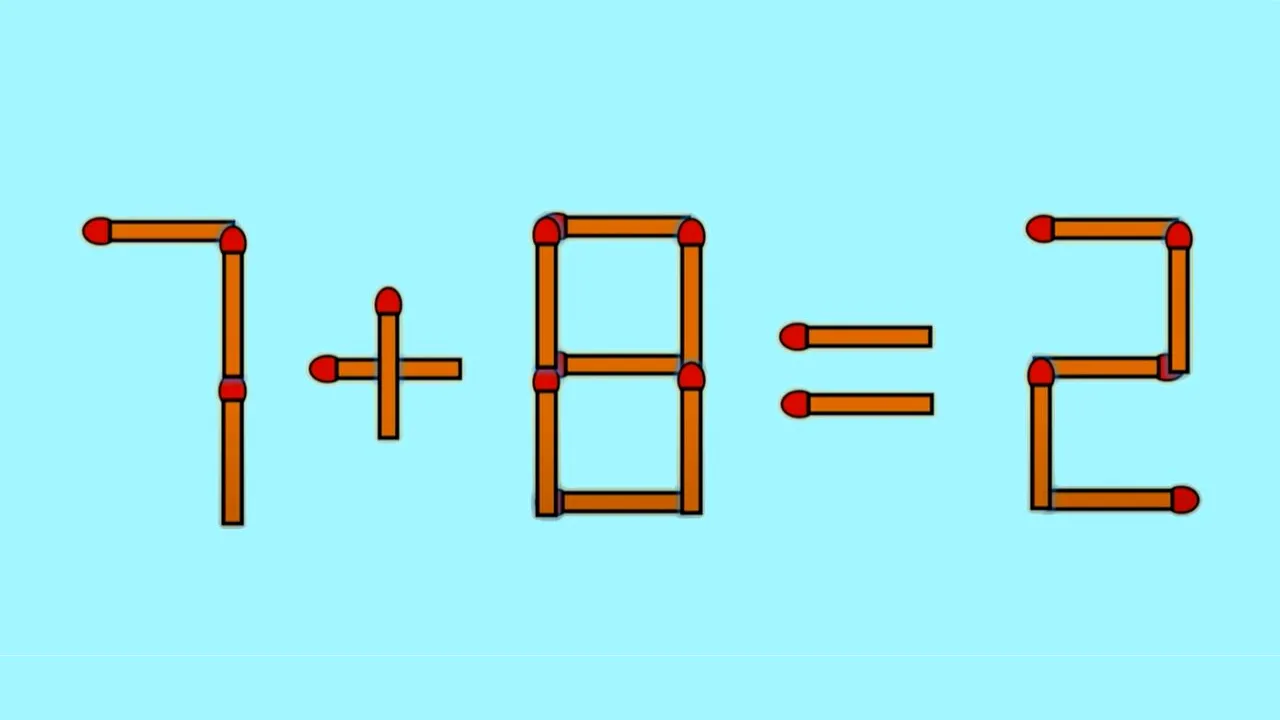 Test IQ cu chibrituri | Mutați un singur băț, pentru a transforma 7+8=2 într-o egalitate corectă