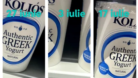 Cum a evoluat prețul acestui iaurt din Mega Image București. Imagini realizate pe 27 iunie, 3 iulie și 17 iulie 2023