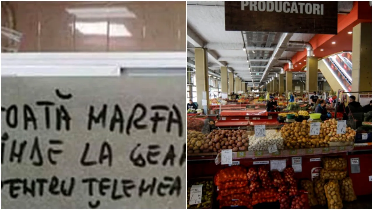 Afișul care a stârnit hohote de râs într-o piață din București: „Pentru telemea vă servește..”