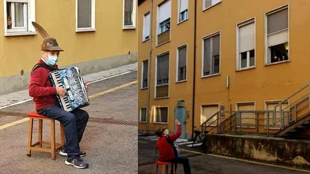 VIDEO. Italia: Un bărbat de 81 de ani i-a cântat la fereastră soției, internate cu COVID-19