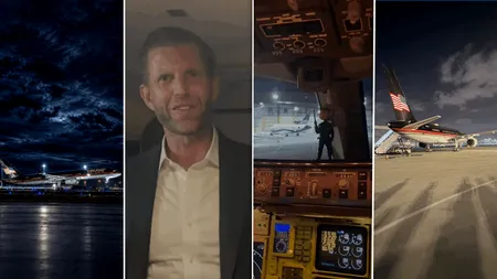 Cum arată Trump Force One, avionul privat al familiei Trump. Fiul președintelui SUA oferă un tur al aeronavei pe noul aeroport Donald J. Trump