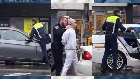 VIDEO | Şofer scos cu forţa din maşină, după o urmărire în trafic. Acesta avea PERMISUL suspendat
