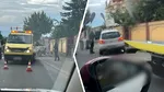 Accident pe o stradă din Pipera. O mașină s-a izbit într-un stâlp și l-a pus la pământ