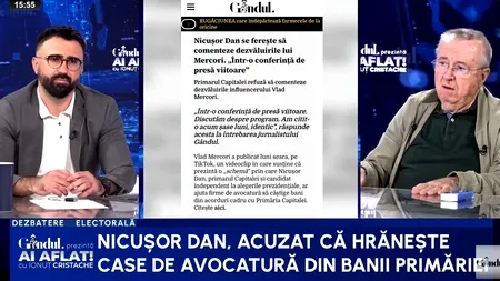 Ion Cristoiu: „Nicușor Dan are o problemă în raport cu Lasconi, marea problemă este cine intră în turul II dintre ei doi”