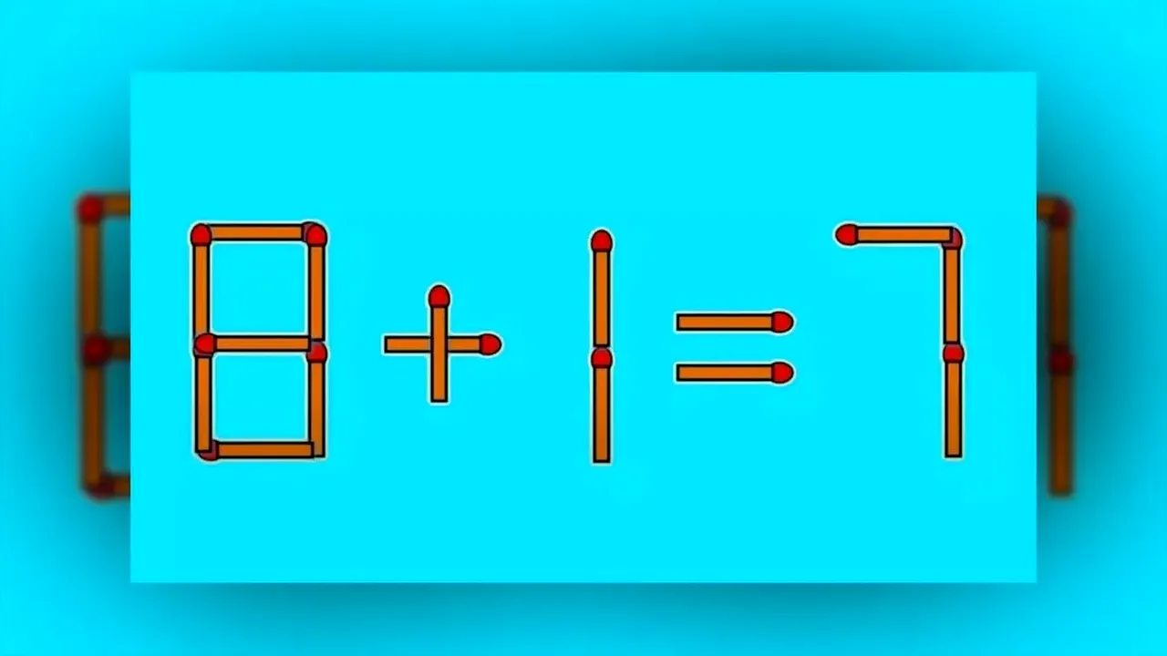 TEST IQ | Mută un singur băț de chibrit și corectează ecuația 8+1=7
