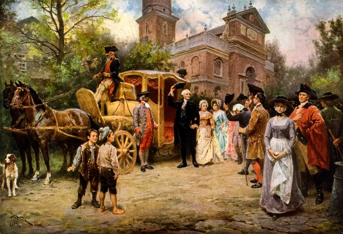 George Washington, cu trăsura la biserică în Duminica Paștelui, anul 1795