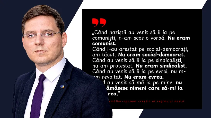 Victor Negrescu comentează un citat din Martin Niemöller: Istoria noastră ne învață multe. Pentru mine este o LECȚIE de viață