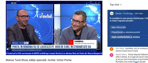 Poll Marius Tucă Show: „În condițiile în care pensia minimă este 1100 lei, cu cât ar trebui majorate pensiile?”. Ce au răspuns românii