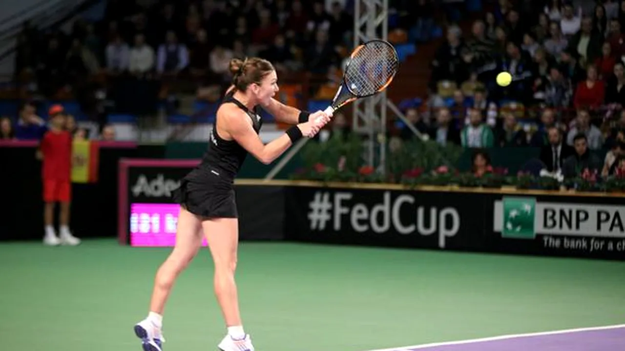 Simona Halep, la Fed Cup. Simona Halep - Garbine Muguruza 4-6, 3-6. Jucătoarea din Spania a dominat jocul. Gândul a transmis LIVE TEXT