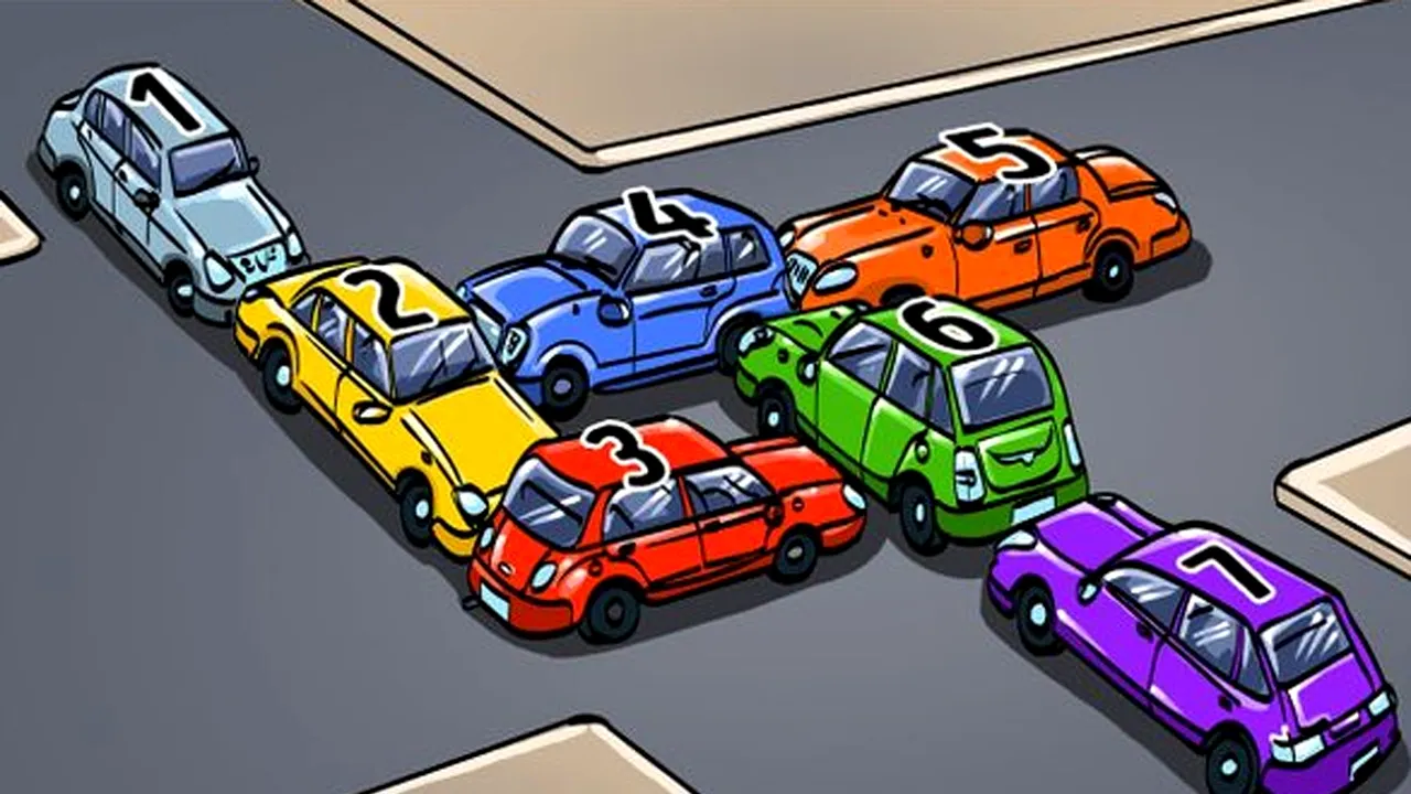 Test IQ cu 10 întrebări | Prima: Care mașină dintre cele 7 trebuie eliminată pentru a fluidiza traficul?