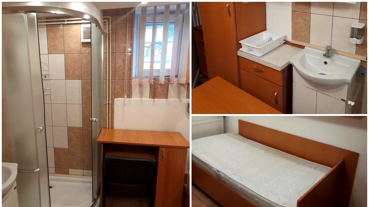 Celebra garsonieră de 11 metri pătrați din Cluj e acum istorie. La Târgu Mureș e oferită spre închiriere una cu dușul lipit de birou