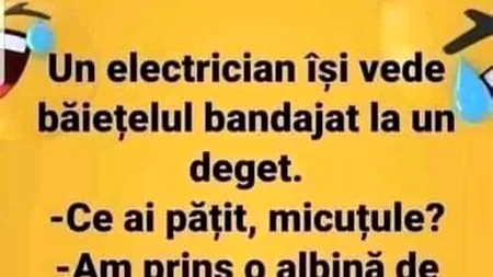 Bancul de joi | Un electrician își vede băiețelul bandajat la un deget
