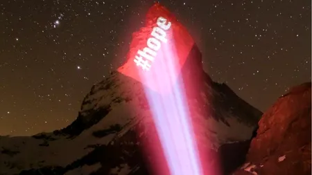 MESAJE MOTIVAȚIONALE pe cel mai cunoscut munte din Elveția, în lupta cu coronavirusul