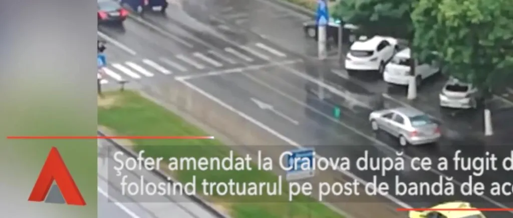Scene de film la Craiova. Luat la rost de poliție, un șofer a transformat trotuarul în pistă de curse