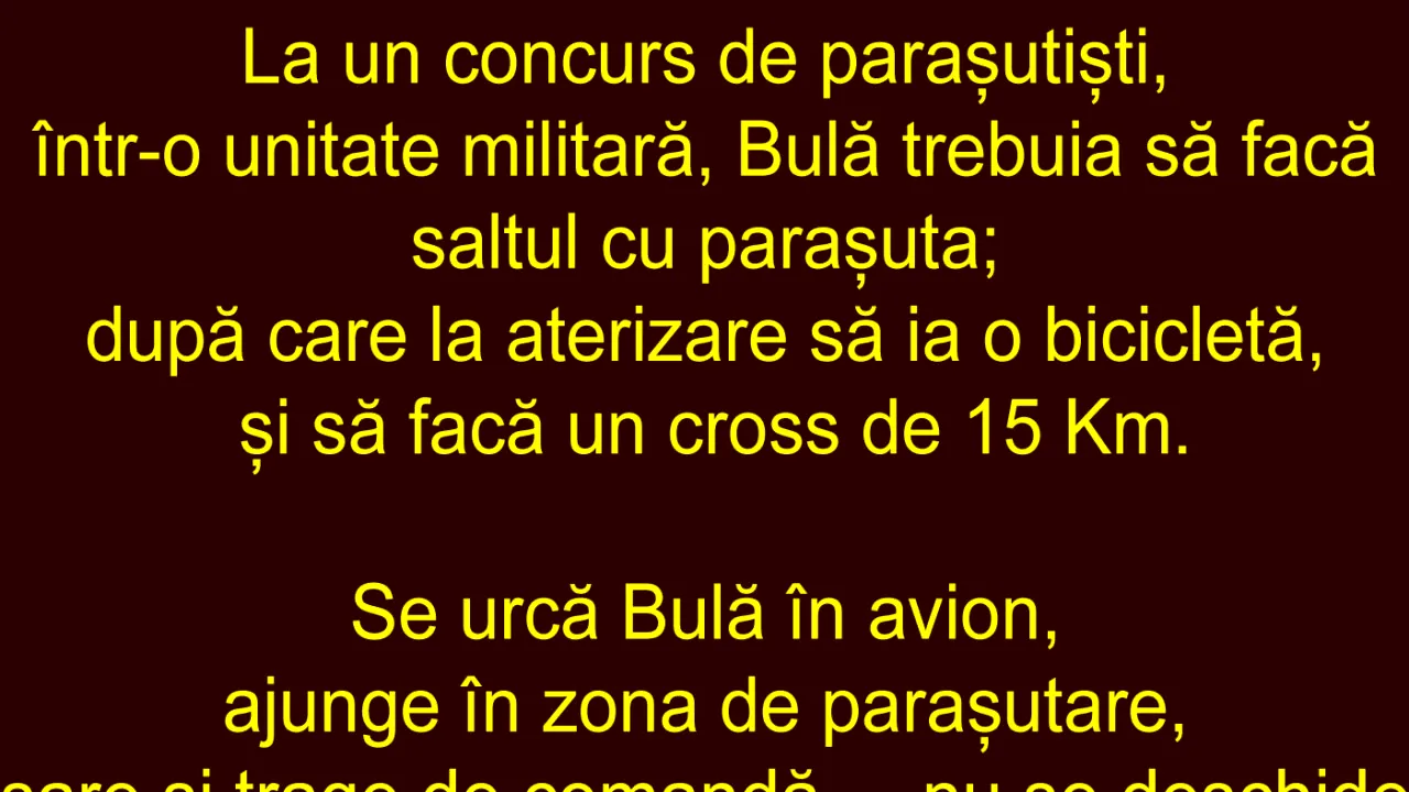 Bancul de marți | Bulă sare cu parașuta