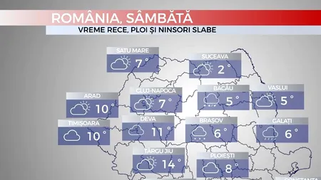 Vreme mai RECE în weekend. Cel mult 9 grade în Capitală. Prognoza METEO în țară