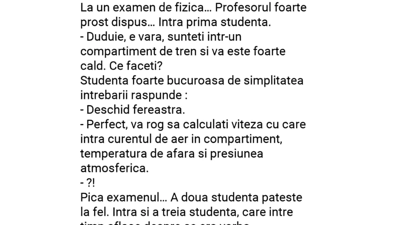 Bancul de luni | Examen de fizică: 