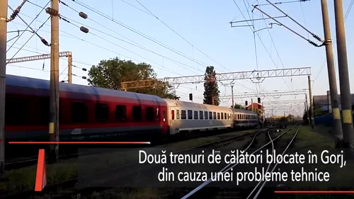 Două trenuri de călători au fost blocate în județul Gorj, din cauza unei probleme tehnice