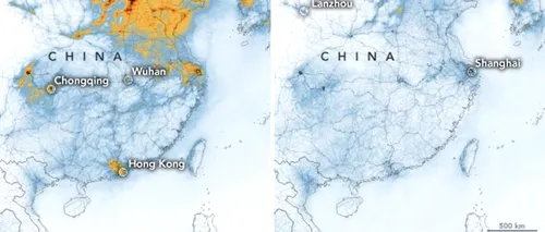 Gradul de poluare din China s-a redus datorită coronavirusului. Imaginile neașteptate publicate de NASA