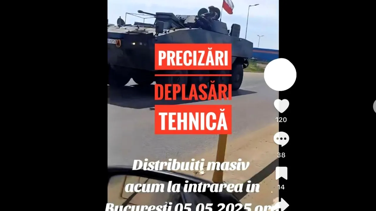 MApN demontează un FAKE NEWS, privind imaginile de pe TikTok cu tancuri care intră în București: „Scenarii false ca să se creeze confuzie și panică”