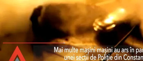 Mai multe mașini de poliție au ars în parcarea unei secții din Constanța. De la ce a izbucnit incendiul