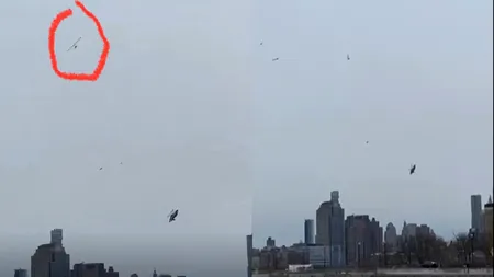 TRAGEDIE lângă New York. 6 persoane au murit, după ce un elicopter s-a prăbușit în râul Hudson. Aeronava s-a dezintegrat în timpul zborului
