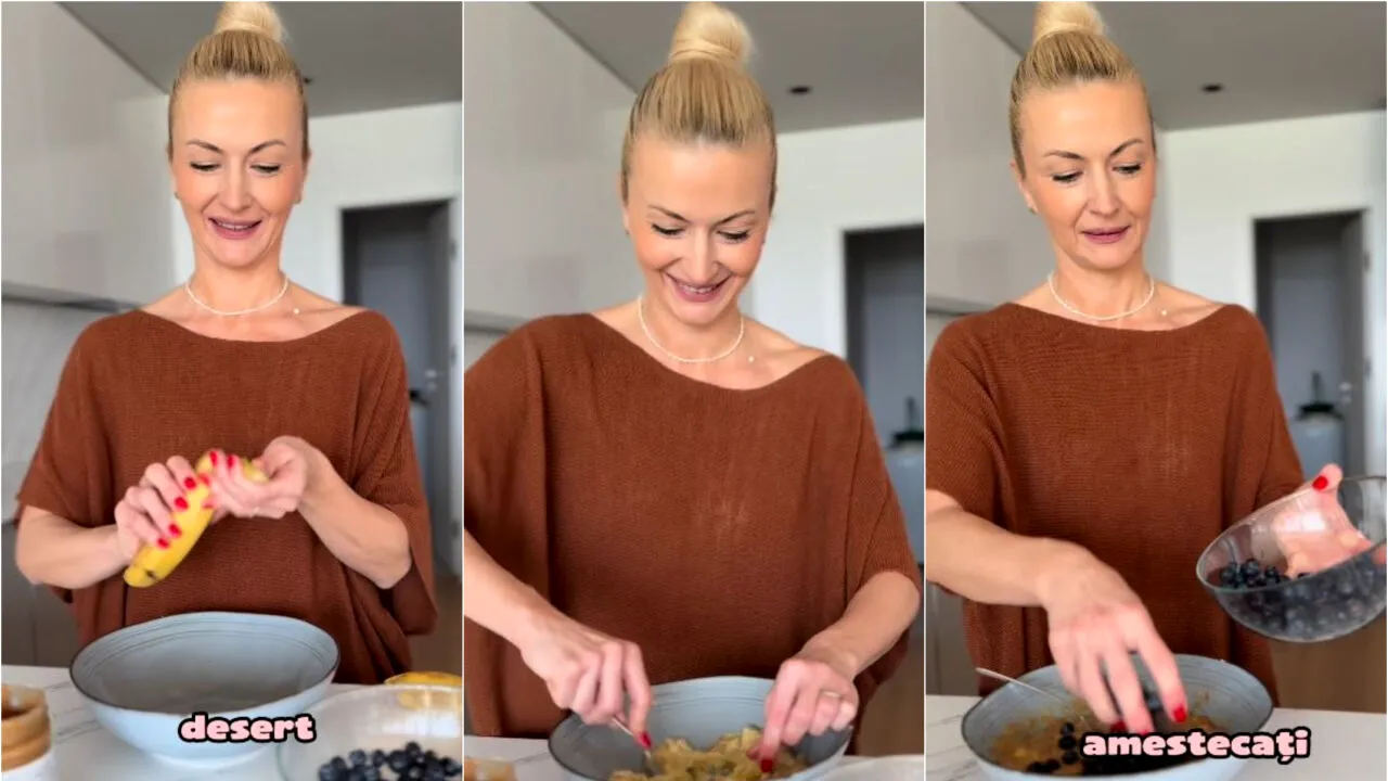Cum pregătește Elwira Petre o rețetă sănătoasă de brioșe cu afine și banane, pentru un mic dejun slab caloric