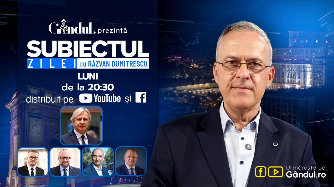 „Subiectul Zilei cu Răzvan Dumitrescu” începe luni, 19 octombrie, de la ora 20:30, live pe Gândul. În exclusivitate, Eugen Teodorovici, detalii despre programul Guvernului Niculescu. Moștenirea lui Bolojan, nota de plată a României