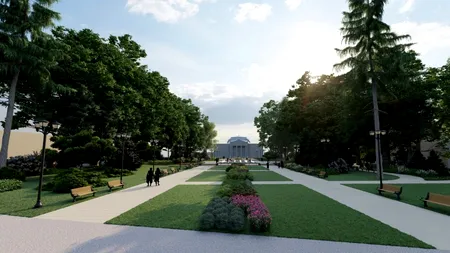 Parcul din fața Teatrului Național din Iași, reabilitat într-un proiect de 18 milioane de lei. Primarul Mihai Chirica: „Nu vom renunța la arborii masivi”