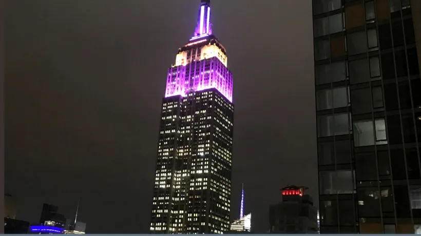 Empire State Building, luminat în culorile violet și auriu, în semn de omagiu adus lui Kobe Bryant - VIDEO