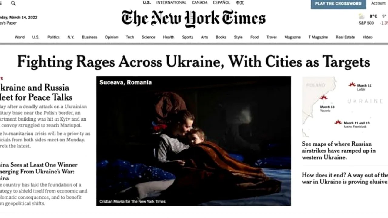 Omenia românilor, cap de afiș pe The New York Times: „Refugiaţii ucraineni în România găsesc adăpost şi un bun-venit din inimă”