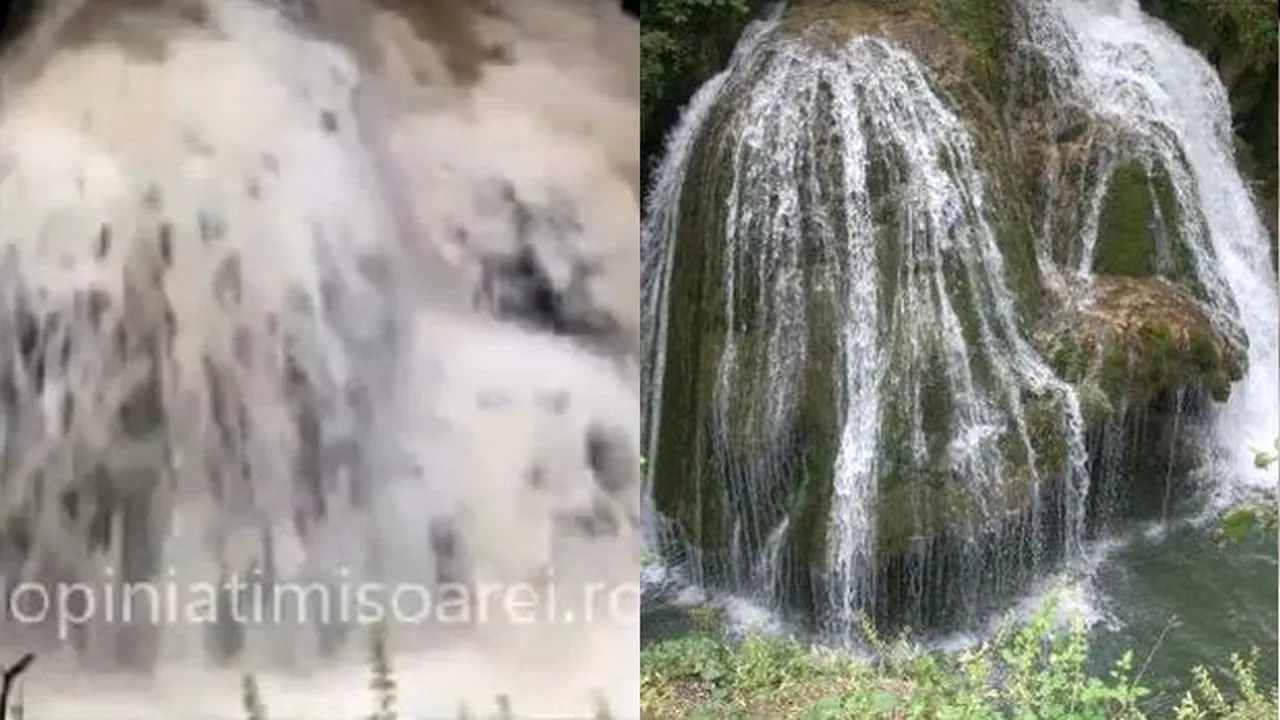 O minune a naturii. Cascada Bigăr și-a revenit spectaculos după ce a fost afectată de viituri