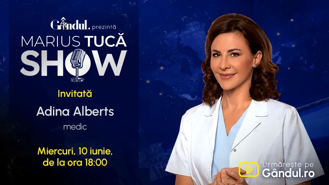 Marius Tucă Show începe miercuri, 10 iunie, de la ora 18.00, live pe Gândul. Invitat: Adina Alberts