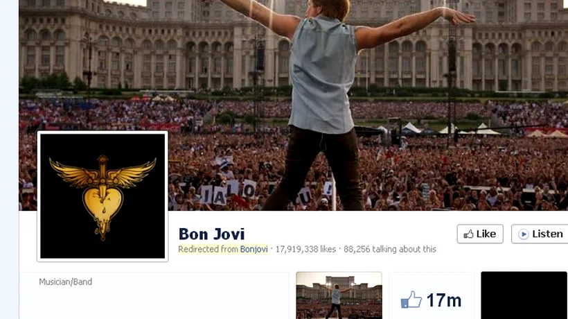 Bon Jovi a pus o fotografie din concertul de la București pe coperta paginii oficiale de Facebook