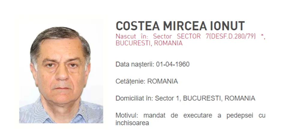 Fostul preşedinte Eximbank, Ionuţ Costea, dat în urmărire după ce a fost condamnat definitiv în dosarul reabilitării căii ferate Bucureşti - Constanţa