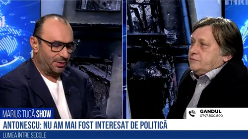 VIDEO Crin Antonescu a vorbit la Marius Tucă Show despre motivul ieșirii sale din politică: „Cu cât ești mai sus pe scară, ești mai puțin liber. M-am gândit că nu am soluții pe mai departe