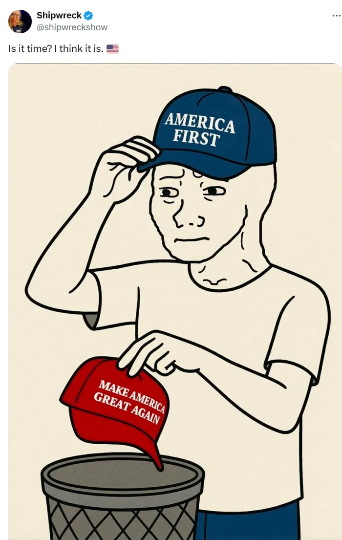 Votanții republicani naționaliști de extrema dreaptă îl reneagă pe Trump. Șapca roșie cu mesajul elitist „MAGA” e înlocuită cu șapca albastră cu mesajul reacționar „America First” 