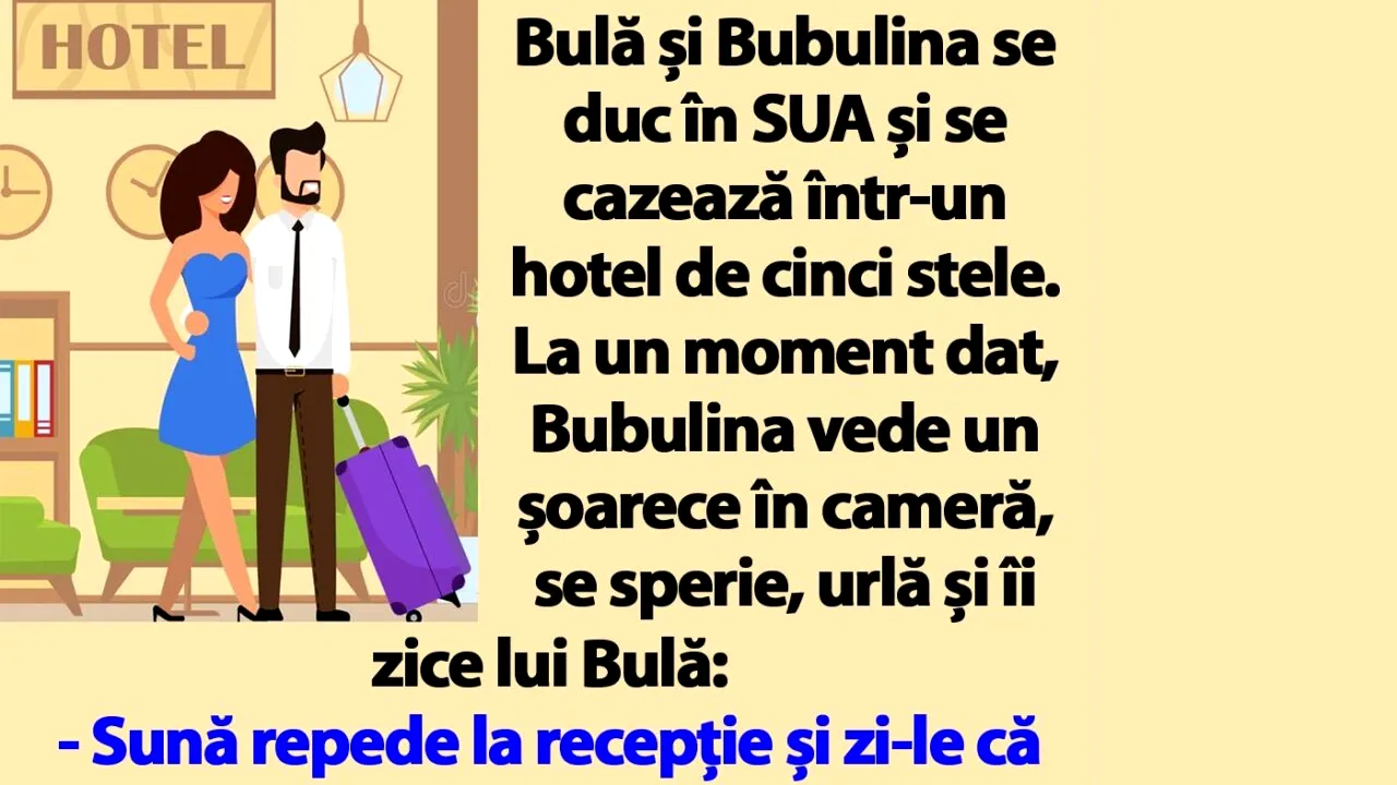 BANC | Bulă și Bubulina se duc în SUA și se cazează într-un hotel de cinci stele