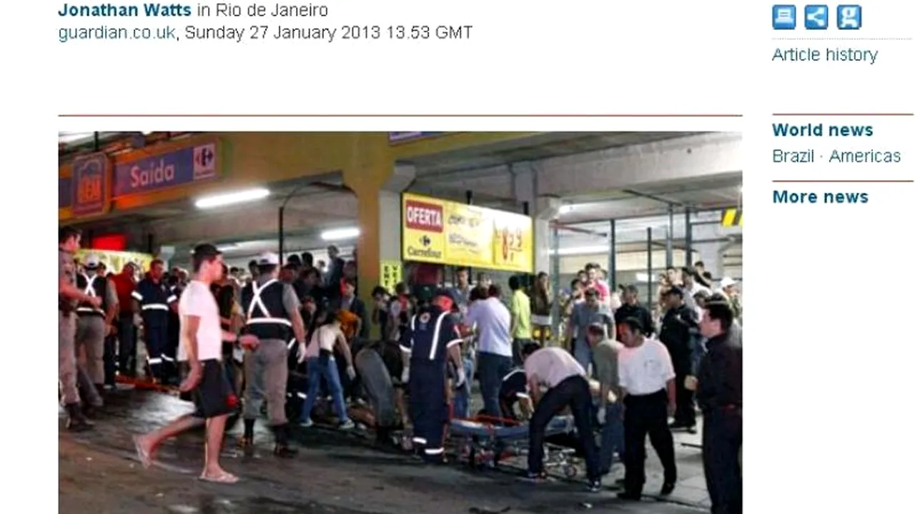 CNN: Cel puțin 245 de morți într-un incendiu izbucnit într-un club de noapte din Brazilia