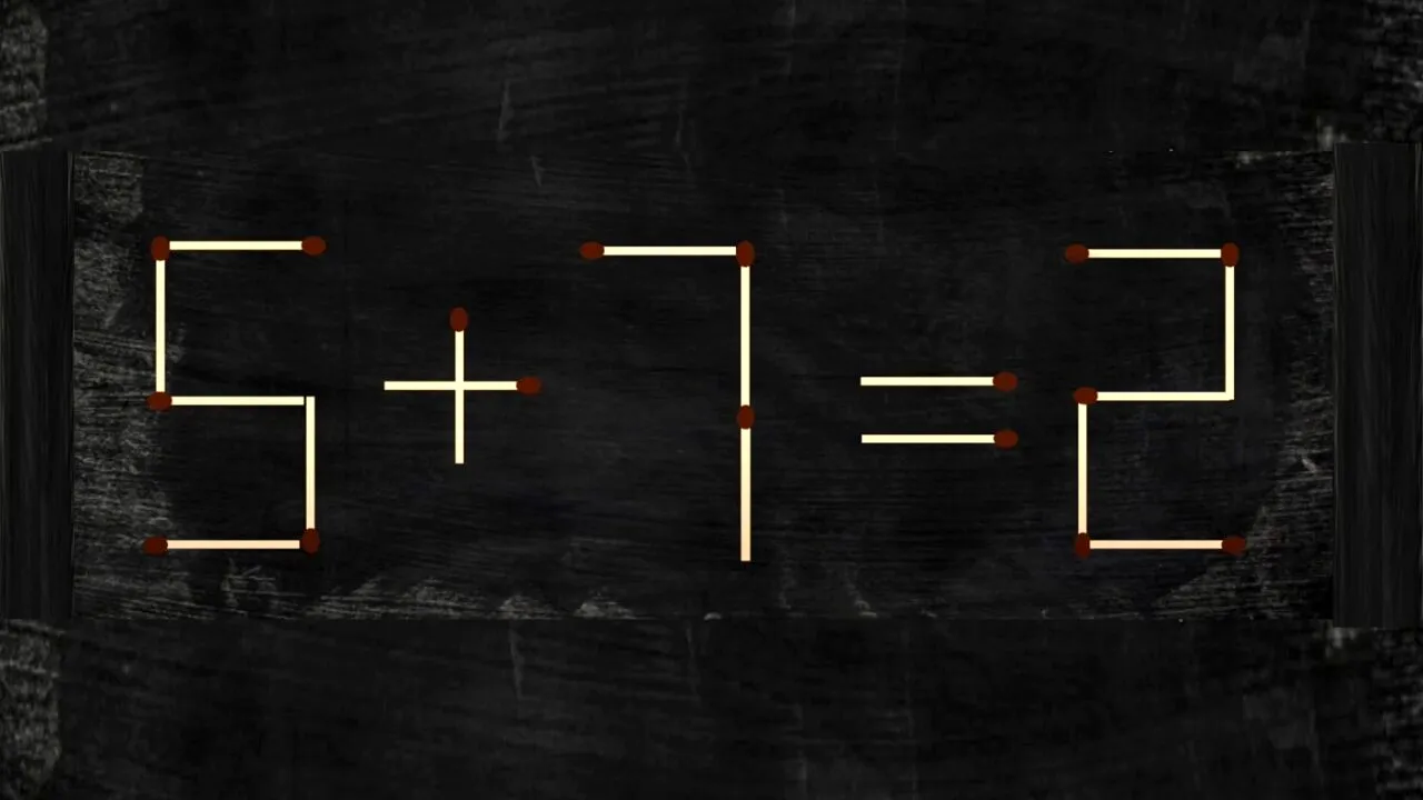 TEST IQ | Corectați egalitatea 5+7=2 mutând un singur băț de chibrit!