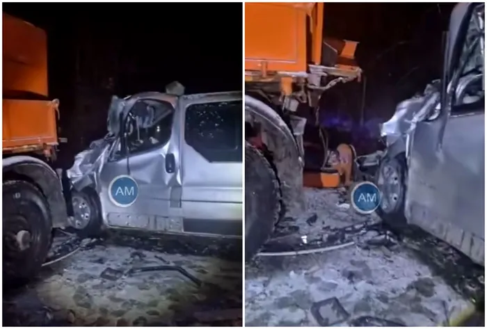 Accident grav în Mehedinți. 5 persoane au ajuns la spital, după coliziunea între un microbuz și o autospecială de deszăpezire