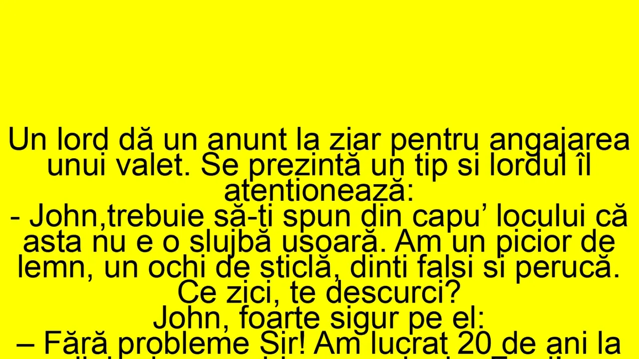 Bancul de sâmbătă | Un lord dă anunț la ziar pentru angajarea unui valet