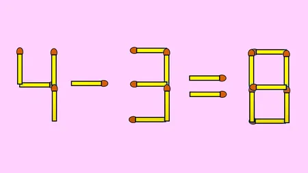 Test IQ cu chibrituri | 4-3=8 este greșit. Mutați un singur băț, pentru a corecta egalitatea