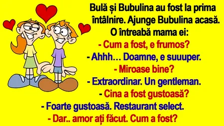 BANC | Bulă și Bubulina, după prima întâlnire: 