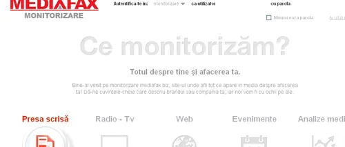 Mediafax Monitorizare a lansat primul serviciu complet de monitorizare media - www.monitorizare.mediafax.biz