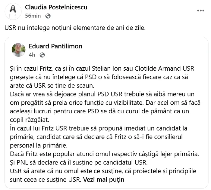 Sursa: Facebook Claudia Postelnicescu