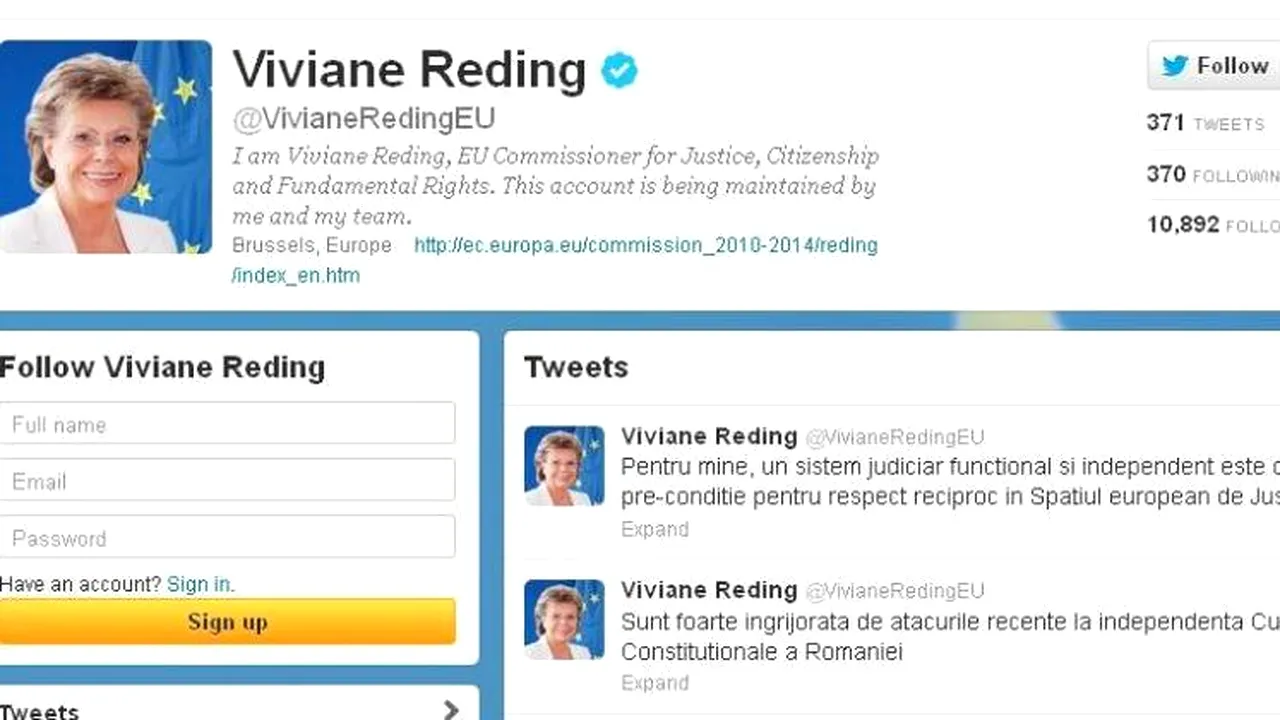 Viviane Reding, comisarul european pentru Justiție: 