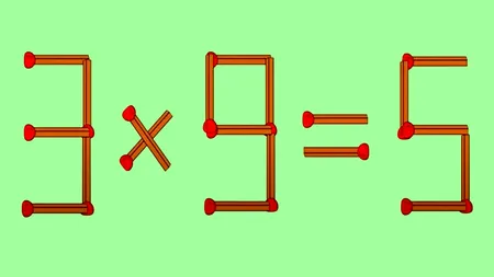 TEST de inteligență | Mutați un singur băț de chibrit pentru a corecta 3 x 9 = 5