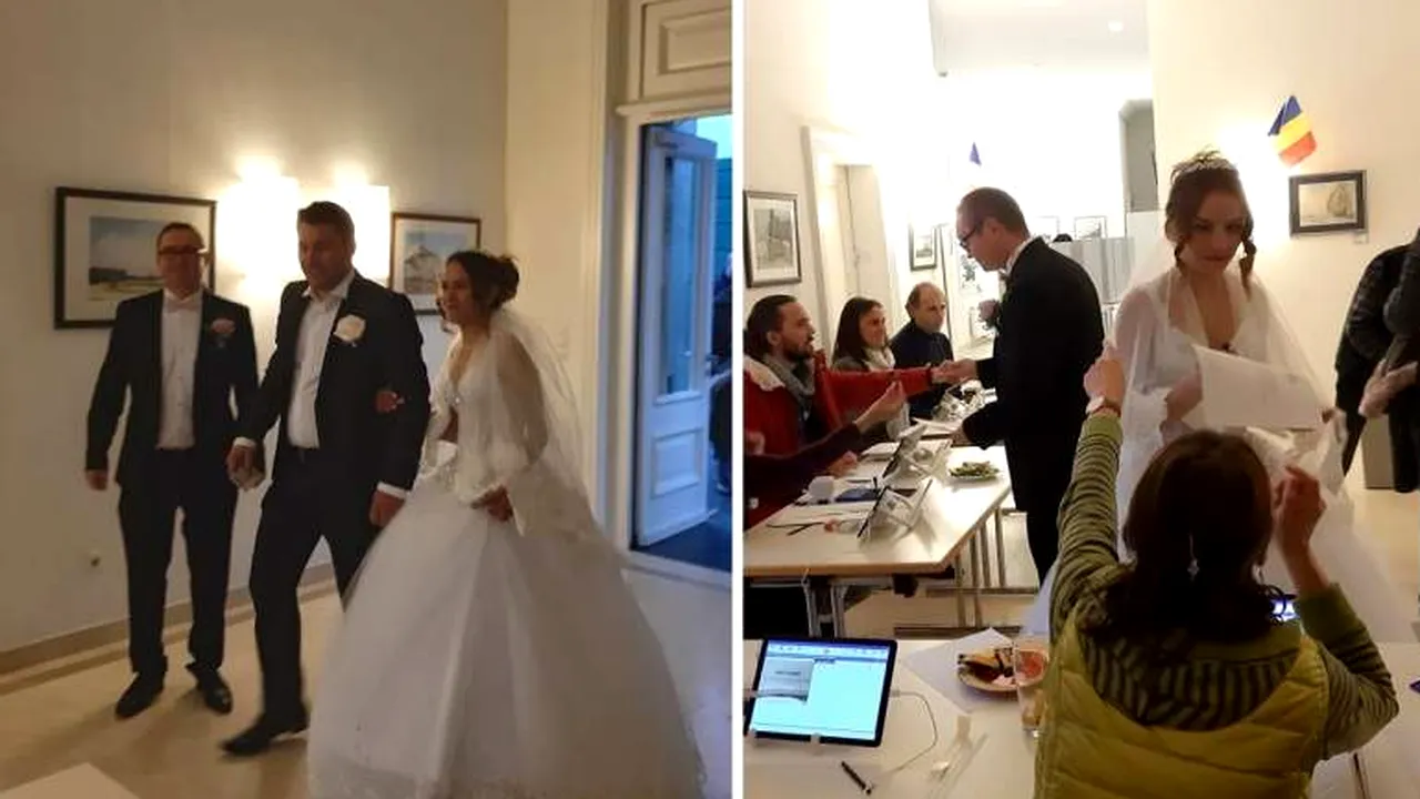 Alegeri prezidențiale 2019 | Doi miri români au votat în Germania, după care au revenit la petrecere, alături de nuntași FOTO